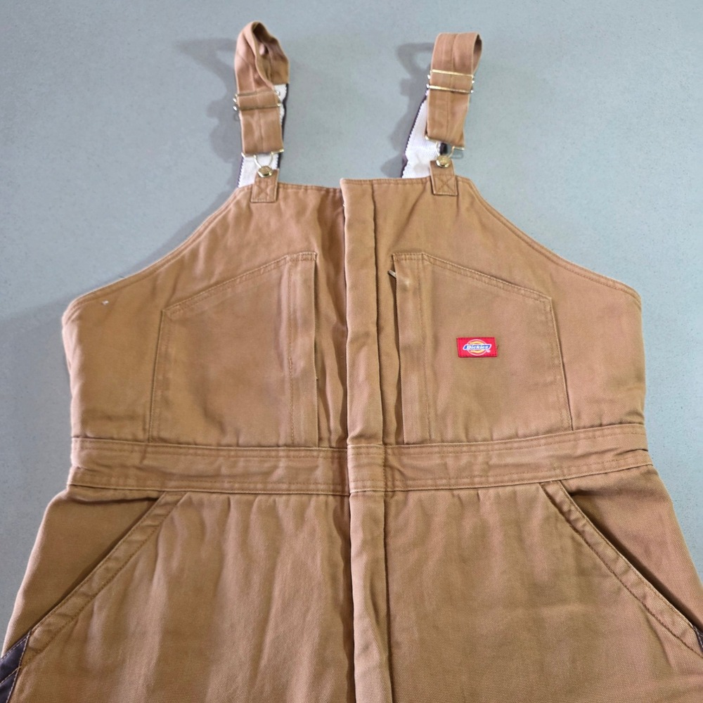 Dickies Mens XL Short Brown Insulated Duck Canvas Bib Overalls Workwear